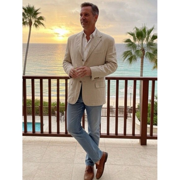 Havanera Co Men XL Blazer Summer Breeze Beige Linen Blend Unstructured - Picture 1 of 12